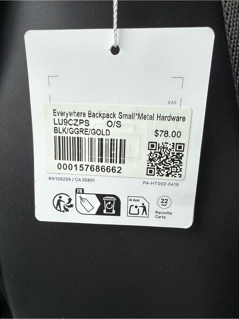 lululemon athletica Black Everywhere Backpack small 11.5 L with Gold Hardware - Picture 4 of 5